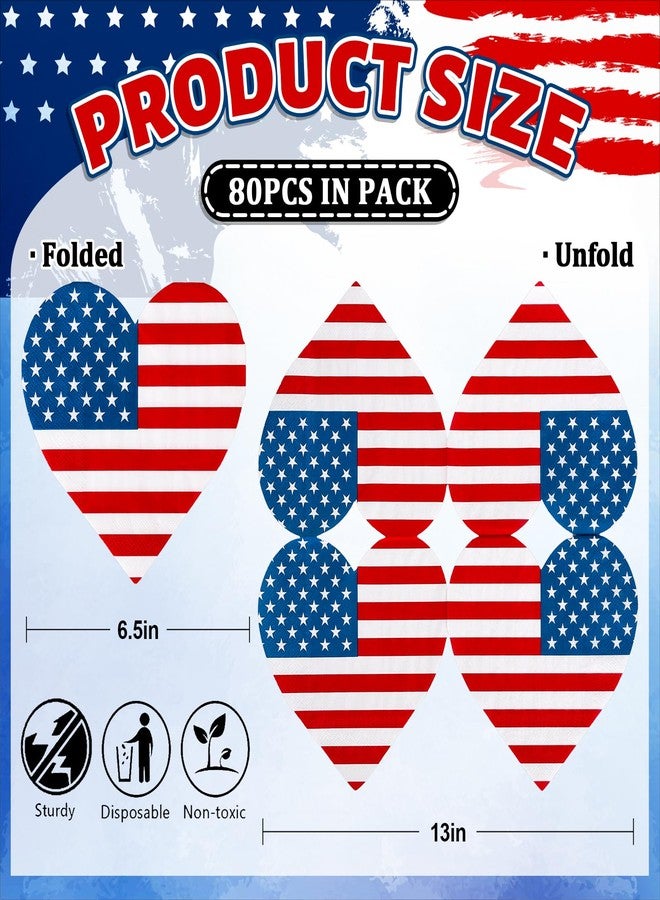 JarThenaAMCS مناديل ورقية وطنية من JarThenaAMCS، ٥٠ قطعة، على شكل قلب وعلم أمريكي، للاستخدام مرة واحدة، مناديل غداء وعشاء مخططة بنجوم احتفالاً بيوم الاستقلال، لوازم طاولة حفلات عيد الاستقلال - Image 2